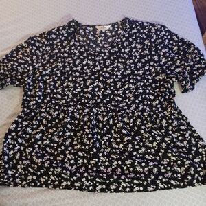 Agnes Orinda womens floral Tunic 2X white black white floral